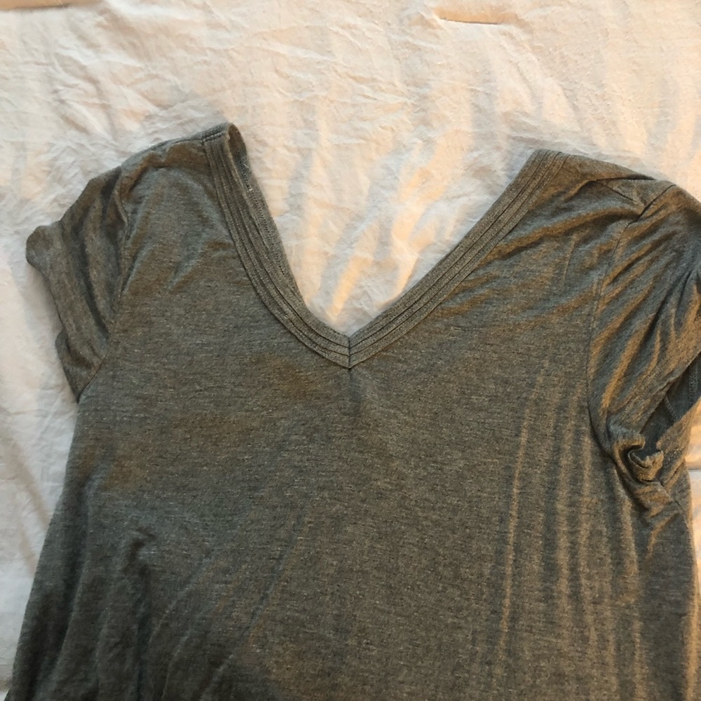 Grey shirt sleeve v neck shirt